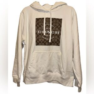 Coach Cream Hoodie with Signature Square